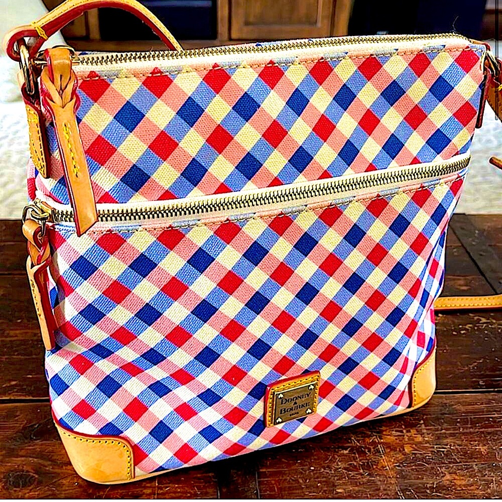 Dooney & Bourke Red, White and Blue Canvas Crossbody 11"x10"x4"